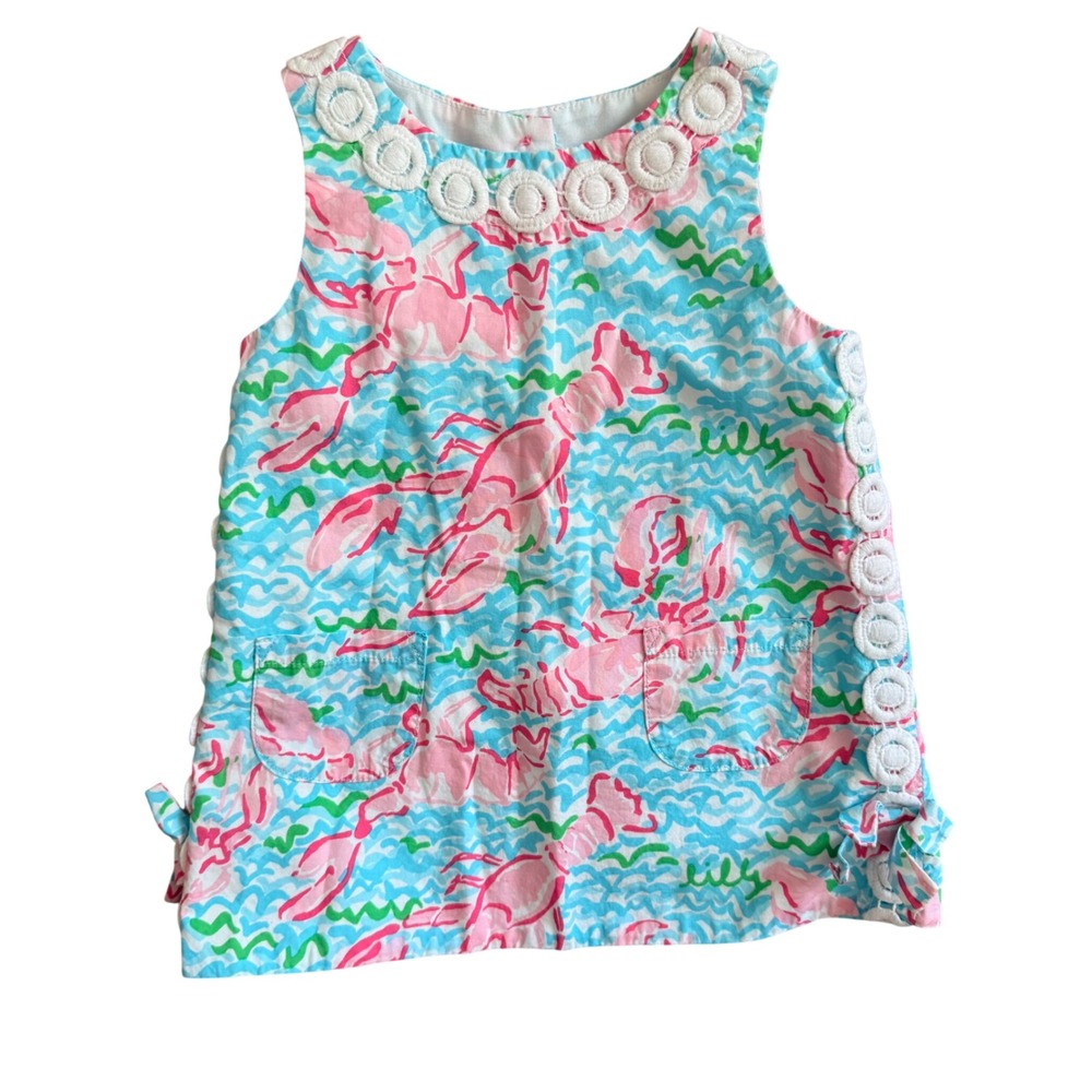 Lilly Pulitzer Toddler Girls Lobstah Roll Pink Lobster Shift Dress 12-18 Months